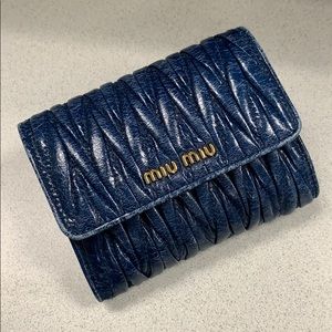 MIU MIU Navy blue matelasse wallet